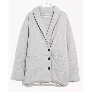 Madewell Buttun Up Sweatshirt Puffer Coat Women's sz L Heather Grey